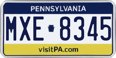 PA license plate MXE8345