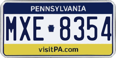 PA license plate MXE8354