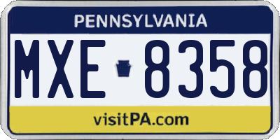 PA license plate MXE8358