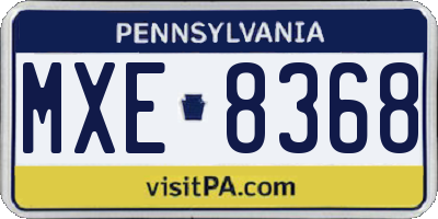 PA license plate MXE8368