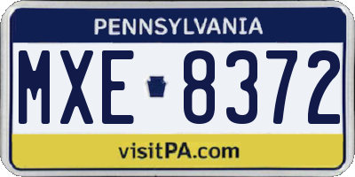 PA license plate MXE8372