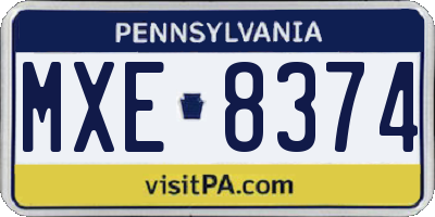 PA license plate MXE8374