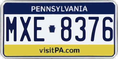 PA license plate MXE8376