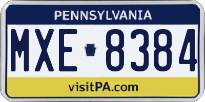 PA license plate MXE8384