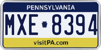 PA license plate MXE8394