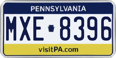 PA license plate MXE8396