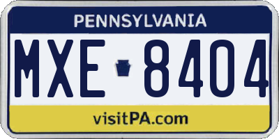 PA license plate MXE8404