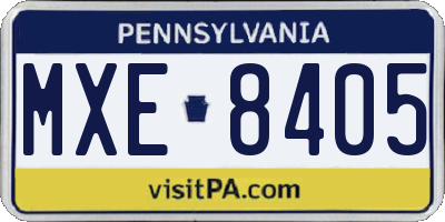 PA license plate MXE8405