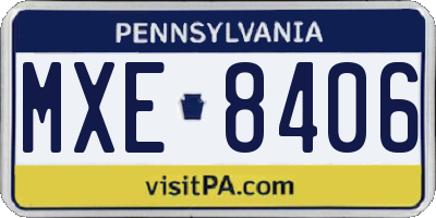 PA license plate MXE8406