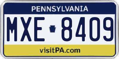 PA license plate MXE8409