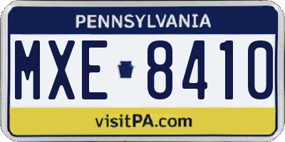 PA license plate MXE8410