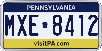 PA license plate MXE8412