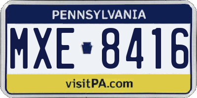 PA license plate MXE8416