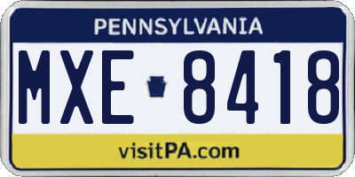 PA license plate MXE8418