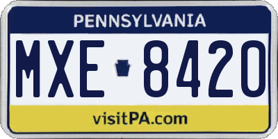 PA license plate MXE8420