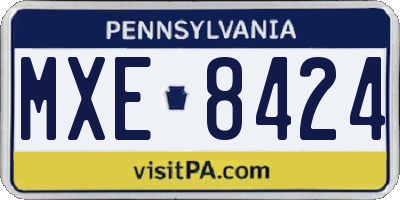PA license plate MXE8424