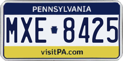 PA license plate MXE8425