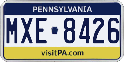 PA license plate MXE8426