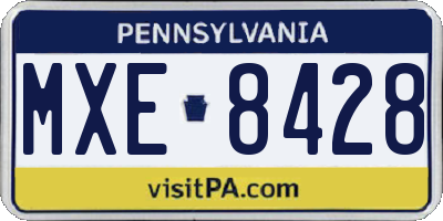 PA license plate MXE8428