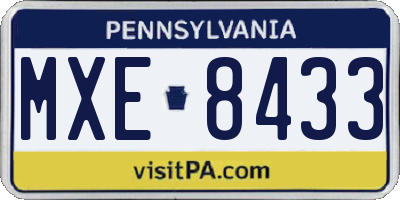 PA license plate MXE8433