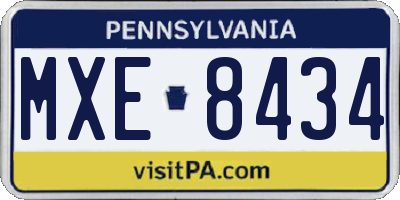 PA license plate MXE8434