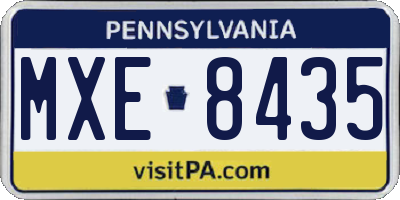 PA license plate MXE8435