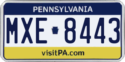 PA license plate MXE8443