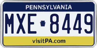 PA license plate MXE8449