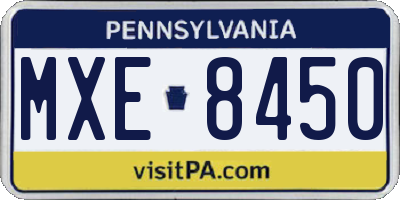 PA license plate MXE8450