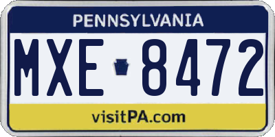 PA license plate MXE8472
