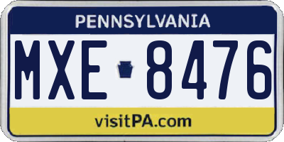 PA license plate MXE8476
