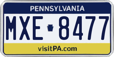 PA license plate MXE8477