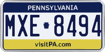 PA license plate MXE8494