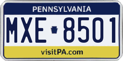 PA license plate MXE8501