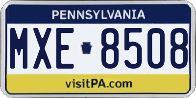 PA license plate MXE8508