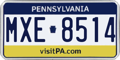 PA license plate MXE8514