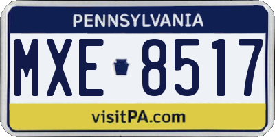 PA license plate MXE8517