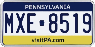 PA license plate MXE8519