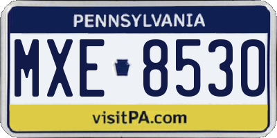 PA license plate MXE8530