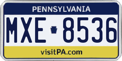 PA license plate MXE8536