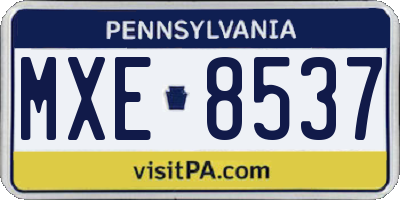 PA license plate MXE8537