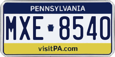 PA license plate MXE8540