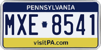 PA license plate MXE8541