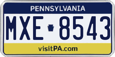 PA license plate MXE8543