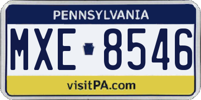 PA license plate MXE8546