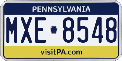 PA license plate MXE8548