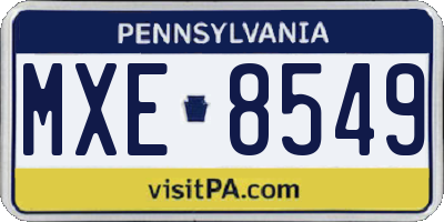 PA license plate MXE8549