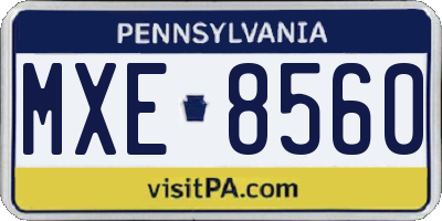 PA license plate MXE8560