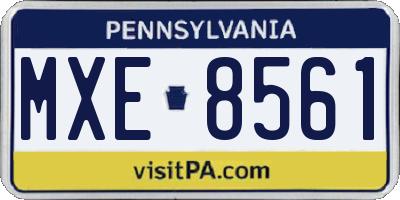 PA license plate MXE8561
