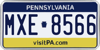 PA license plate MXE8566
